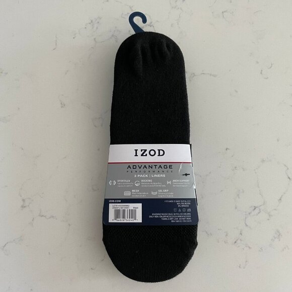 IZOD Advantage Performance 3 Pack No Show Poly Liners/Socks Black Sz 6-12.5 NWT - Picture 5 of 8